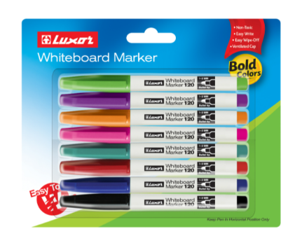 Luxor 120 Whiteboard Marker Assorted 8's