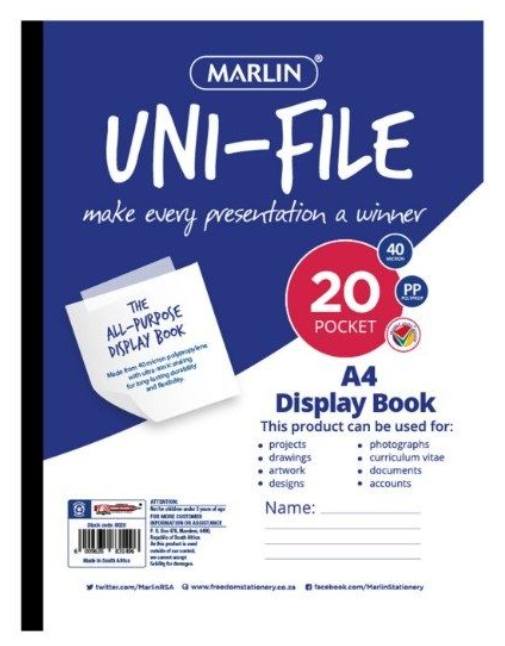 Marlin Unifile Display Book 20 Pocket