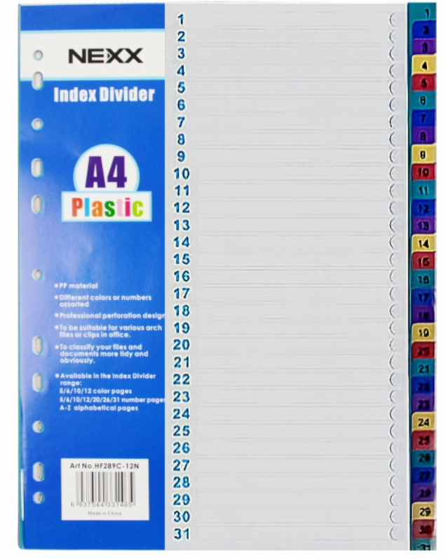 Nexx Divider Index A4 PVC 1-31
