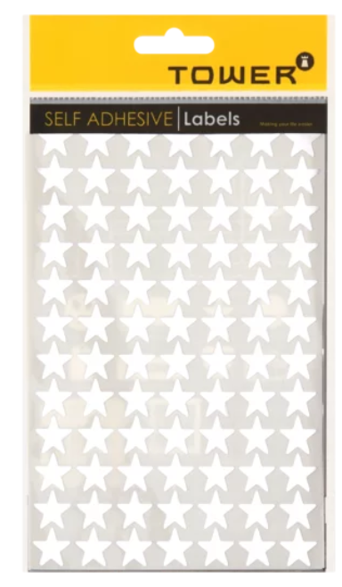TOWER Silver Self Adhesive Star Stickers